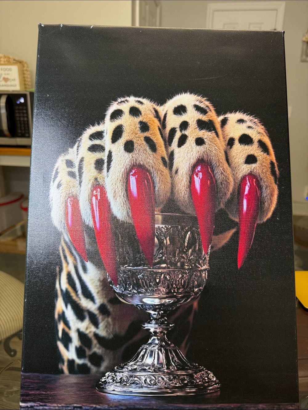 Leopard Paw with Red Claws Canvas Art - Home Accent
